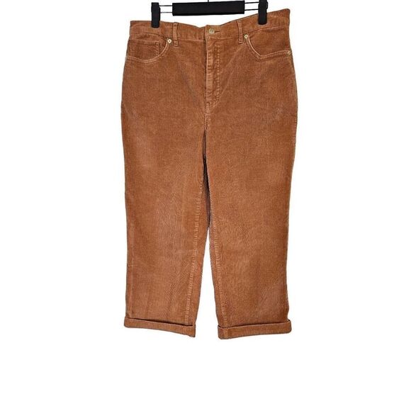 Express camel colored corduroy ankle length wide leg high rise pants. Size 12 - Picture 2 of 6